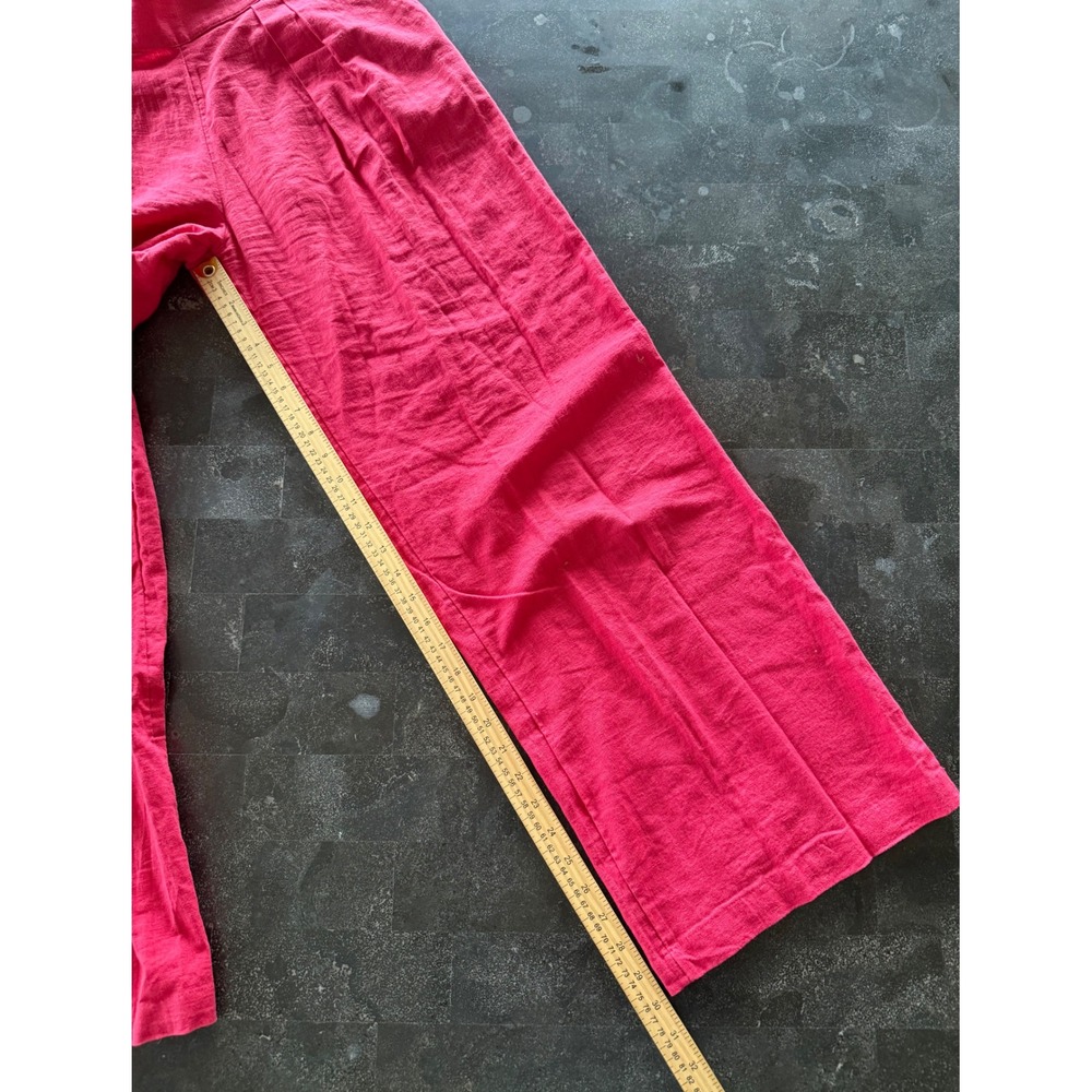 Abercrombie & Fitch Pink Linen Blend 2 Piece Set Crop Top Wide Leg Pants Small - Picture 15 of 16
